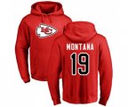 Kansas City Chiefs #19 Joe Montana Red Name & Number Logo Pullover Hoodie