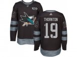 San Jose Sharks #19 Joe Thornton Black 1917-2017 100th Anniversary Stitched NHL Jersey