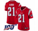 New England Patriots #21 Duron Harmon Limited Red Inverted Legend 100th Season Football Jersey