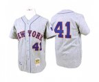1969 New York Mets #41 Tom Seaver Authentic Grey Throwback Baseball Jersey