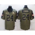 Cleveland Browns #24 Nick Chubb Nike Olive 2021 Salute To Service Limited Player Jersey