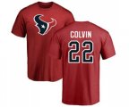 Houston Texans #22 Aaron Colvin Red Name & Number Logo T-Shirt