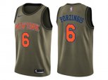 New York Knicks #6 Kristaps Porzingis Green Salute to Service NBA Swingman Jersey