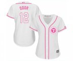 Women's Texas Rangers #12 Rougned Odor Replica White Fashion Cool Base Baseball Jersey