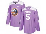 New York Islanders #5 Denis Potvin Purple Authentic Fights Cancer Stitched NHL Jersey