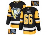 Adidas Pittsburgh Penguins #66 Mario Lemieux Black Home Authentic Fashion Gold Stitched NHL Jersey