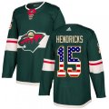 Minnesota Wild #15 Matt Hendricks Authentic Green USA Flag Fashion NHL Jersey