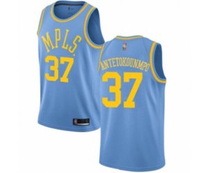 Los Angeles Lakers #37 Kostas Antetokounmpo Authentic Blue Hardwood Classics Basketball Jersey