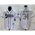 Las Vegas Raiders #34 Bo Jackson White Grey Stitched MLB Cool Base Nike Baseball Jersey