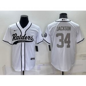 Las Vegas Raiders #34 Bo Jackson White Grey Stitched MLB Cool Base Nike Baseball Jersey