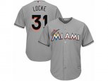 Miami Marlins #31 Jeff Locke Replica Grey Road Cool Base MLB Jersey