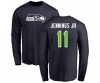 Seattle Seahawks #11 Gary Jennings Jr. Navy Blue Name & Number Logo Long Sleeve T-Shirt