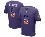 Baltimore Ravens #5 Joe Flacco Elite Purple Home USA Flag Fashion Football Jersey