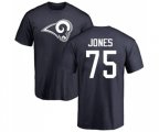 Los Angeles Rams #75 Deacon Jones Navy Blue Name & Number Logo T-Shirt