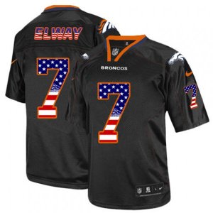 Denver Broncos #7 John Elway Elite Black USA Flag Fashion NFL Jersey