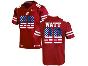 2016 US Flag Fashion-2016 Men\'s UA Wisconsin Badgers J.J Watt #99 College Football Jersey - Red