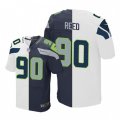 Seattle Seahawks #90 Jarran Reed Elite Navy White Split Fashion NFL Jersey