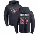 Houston Texans #27 D'Onta Foreman Navy Blue Name & Number Logo Pullover Hoodie