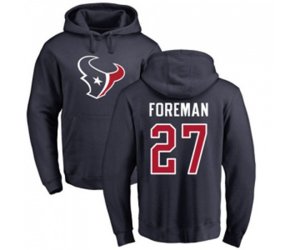 Houston Texans #27 D\'Onta Foreman Navy Blue Name & Number Logo Pullover Hoodie