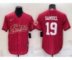 San Francisco 49ers #19 Deebo Samuel Red With Patch Cool Base Stitched Baseball Jersey
