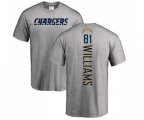 Los Angeles Chargers #81 Mike Williams Ash Backer T-Shirt