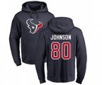 Houston Texans #80 Andre Johnson Navy Blue Name & Number Logo Pullover Hoodie