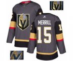 Vegas Golden Knights #15 Jon Merrill Authentic Gray Fashion Gold NHL Jersey