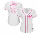 Women's Milwaukee Brewers #58 Alex Claudio Replica White Fashion Cool Base Baseball Jersey