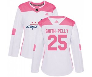 Women Washington Capitals #25 Devante Smith-Pelly Authentic White Pink Fashion NHL Jersey