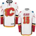 Calgary Flames #15 Tanner Glass Authentic White Away NHL Jersey
