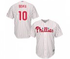 Philadelphia Phillies #10 Larry Bowa Replica White Red Strip Home Cool Base Baseball Jersey