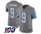 Detroit Lions #9 Matthew Stafford Limited Steel Rush Vapor Untouchable 100th Season Football Jersey