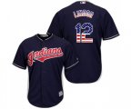 Cleveland Indians #12 Francisco Lindor Authentic Navy Blue USA Flag Fashion Baseball Jersey