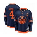 Edmonton Oilers #4 Kris Russell Authentic Navy Blue Alternate Fanatics Branded Breakaway Hockey Jersey