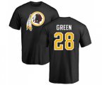 Washington Redskins #28 Darrell Green Black Name & Number Logo T-Shirt