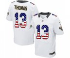 New Orleans Saints #13 Michael Thomas Elite White Road USA Flag Fashion Football Jersey