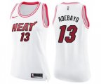 Women's Miami Heat #13 Edrice Adebayo Swingman White Pink Fashion Basketball Jersey
