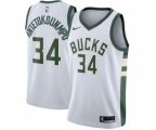 Milwaukee Bucks #34 Giannis Antetokounmpo Authentic White Home Basketball Jersey - Association Edition
