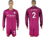 2017-18 Manchester City 2 WALKER Away Long Sleeve Soccer Jersey