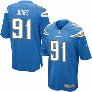 Los Angeles Chargers #91 Justin Jones Game Electric Blue Alternate NFL Jersey