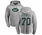 New York Jets #70 Kelechi Osemele Ash Name & Number Logo Pullover Hoodie