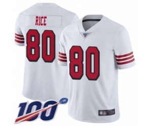 San Francisco 49ers #80 Jerry Rice Limited White Rush Vapor Untouchable 100th Season Football Jersey