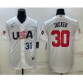 USA Baseball #30 Kyle Tucker Number 2023 White World Baseball Classic Stitched Jersey