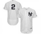New York Yankees #2 Derek Jeter White Home Flex Base Authentic Collection Baseball Jersey