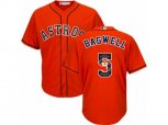 Houston Astros #5 Jeff Bagwell Authentic Orange Team Logo Fashion Cool Base MLB Jersey