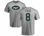New York Jets #8 Luke Falk Ash Name & Number Logo T-Shirt