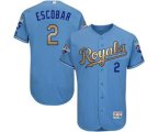 Kansas City Royals #2 Alcides Escobar Authentic Light Blue 2015 World Series Champions Gold Program FlexBase MLB Jersey