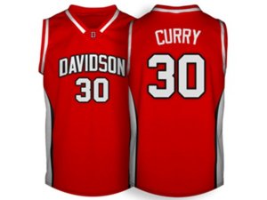 Men\'s Davidson Wildcat Stephen Curry #30 College Basketball Jerseys - Red