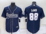 Dallas Cowboys #88 CeeDee Lamb Navy Blue Stitched Cool Base Nike Baseball Jersey