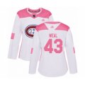 Women Montreal Canadiens #43 Jordan Weal Authentic White Pink Fashion Hockey Jersey